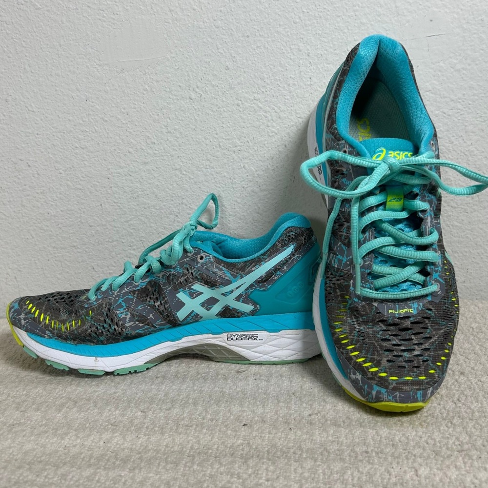 Asics Gel-Nimbus 18 Womens Running Shoes Silver Aqua Yellow T6A5N Sneaker Size 7